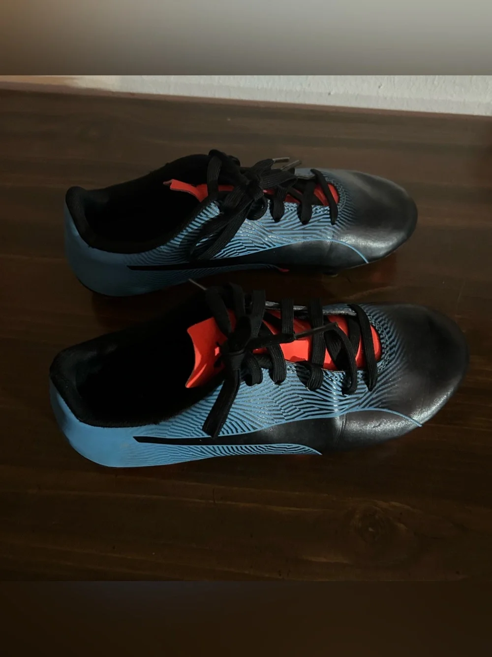 Kids Size 4 Blue Black Red Puma Soccer Cleats